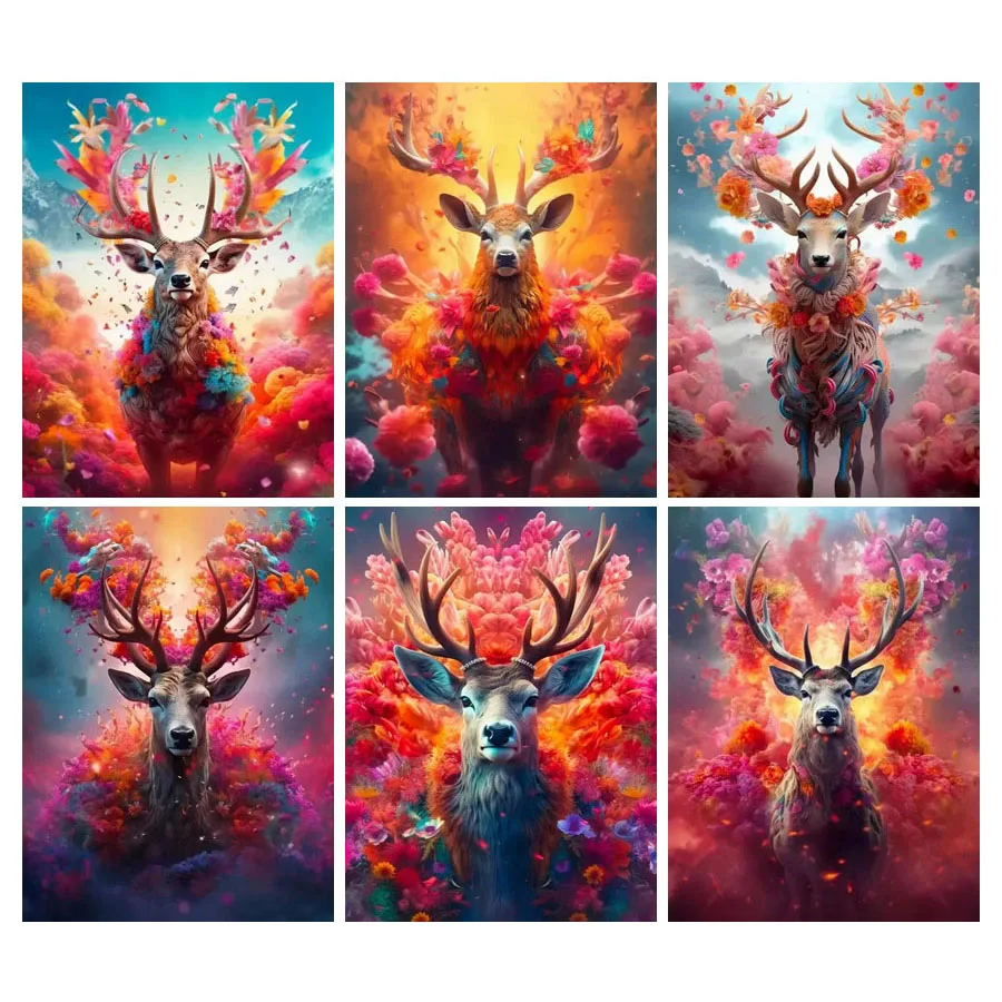 New Collection Animal Elk Diamond Painting Cross Stitch Diy Full Mosaic Arts Rhinestone Embroidery Flowers Wall Decor AA4938