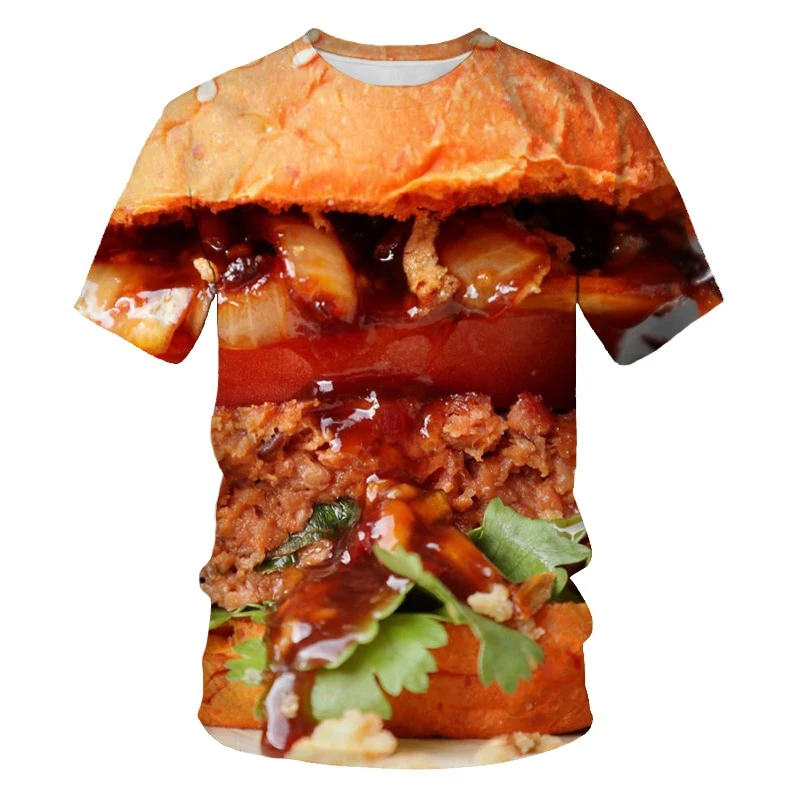 2024 Hamburger 3D Print T-shirt Men Woman Cool Fashion Streetwear Casual T Shirts Oversized Harajuku Tees Unisex Tops