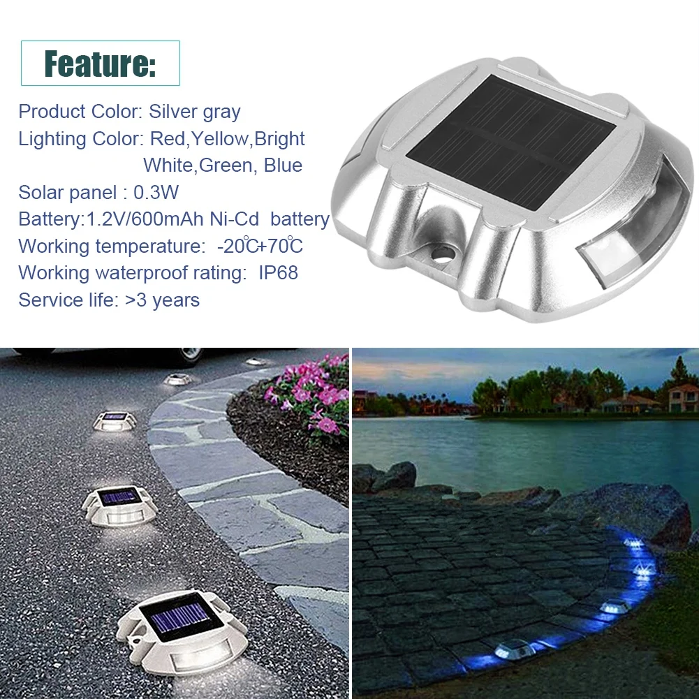 Pathway Lamp Casting Aluminum Solar Power Waterproof 6 LED Lamp Wireless Outdoor Road Driveway Pathway Light