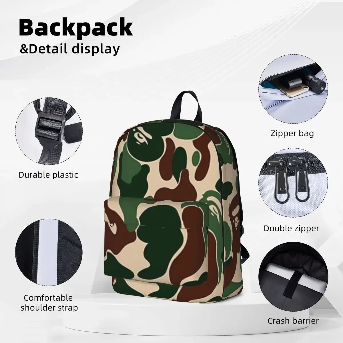 Mochila de camuflaje para mujer, bolso de hombro para niños y niñas, mochilas escolares de moda, portabilidad para computadora portátil