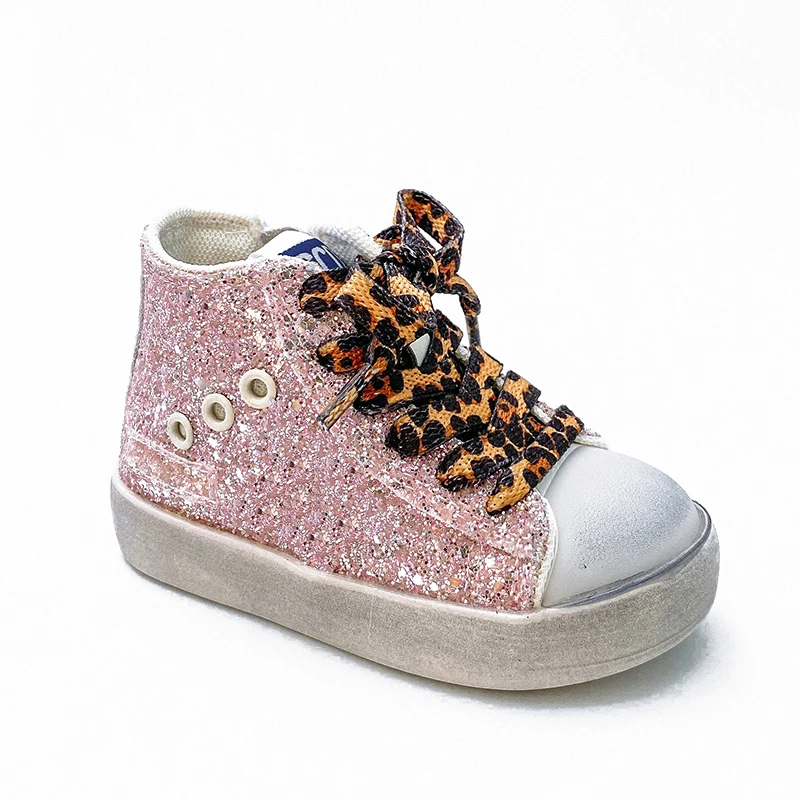 Children Dirty Sneakers Pink Glitter Star Girls Shoes 2024 Kids Boots High Top Sneakers CCDB  Child Casual Shoe Girl Sports Shoe