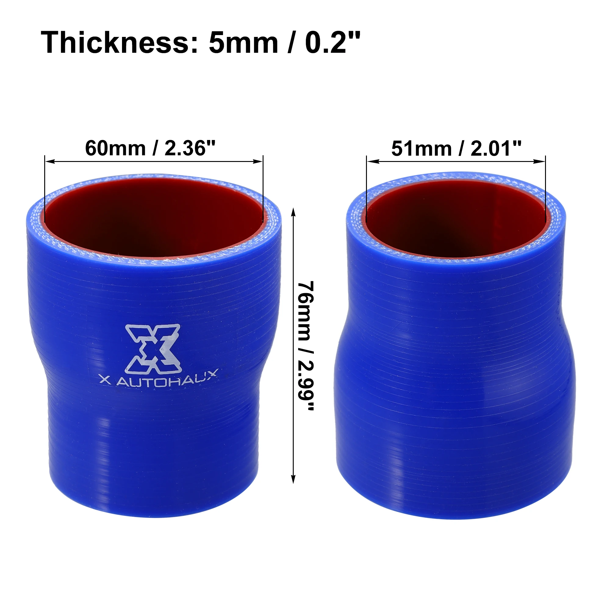 UXCELL 45–76 mm 45–63 mm 45–70 mm 45–57 mm 60–76 mm 70–76 mm Innendurchmesser Silikonschlauchkupplung Ladeluftkühlerrohr für Auto 76 mm