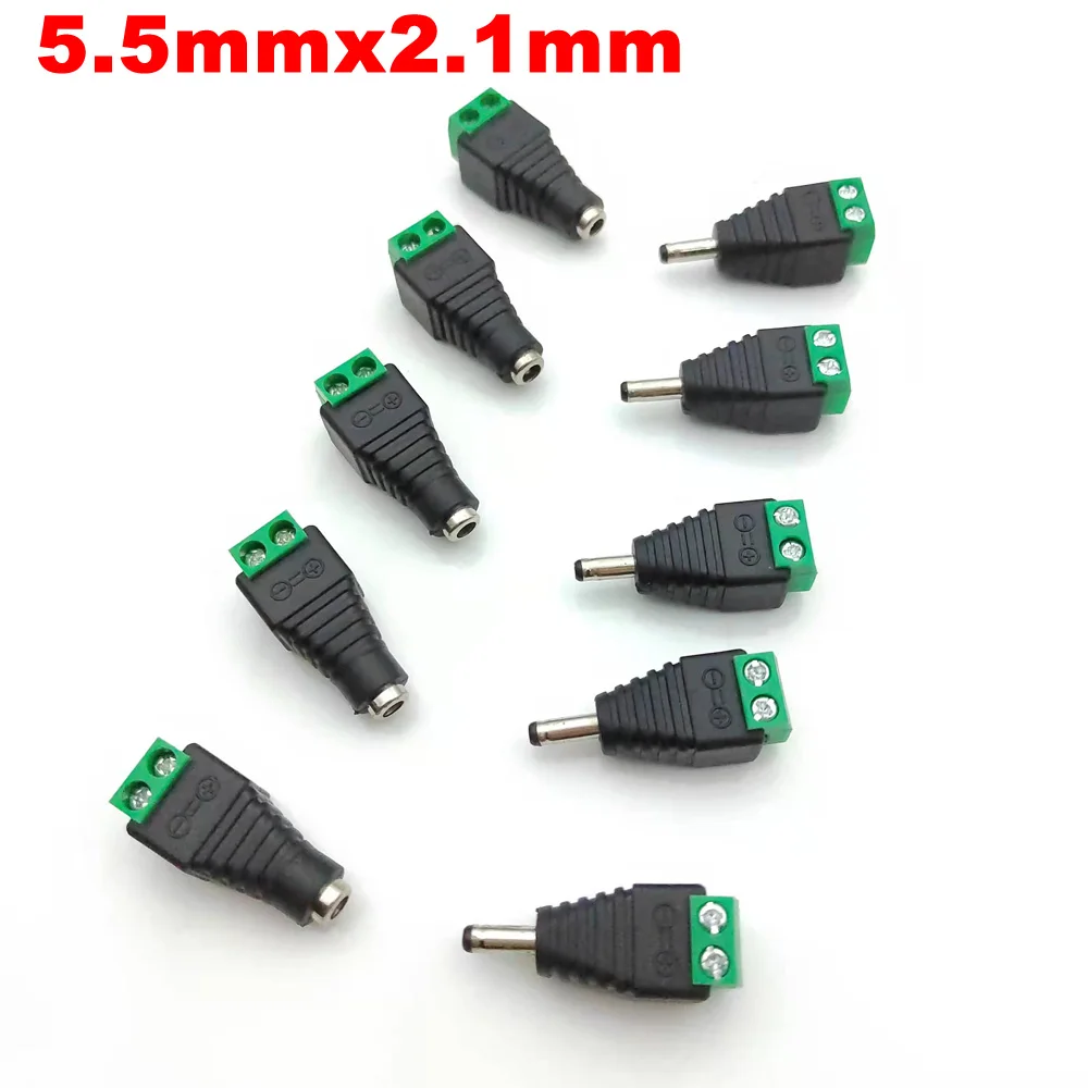 

5Set 5pcs Cameras 3.5mm x 1.35mm Female Male DC Power Plug Adapter Female Plug Jack Adapter Connector Male Plug Socket green