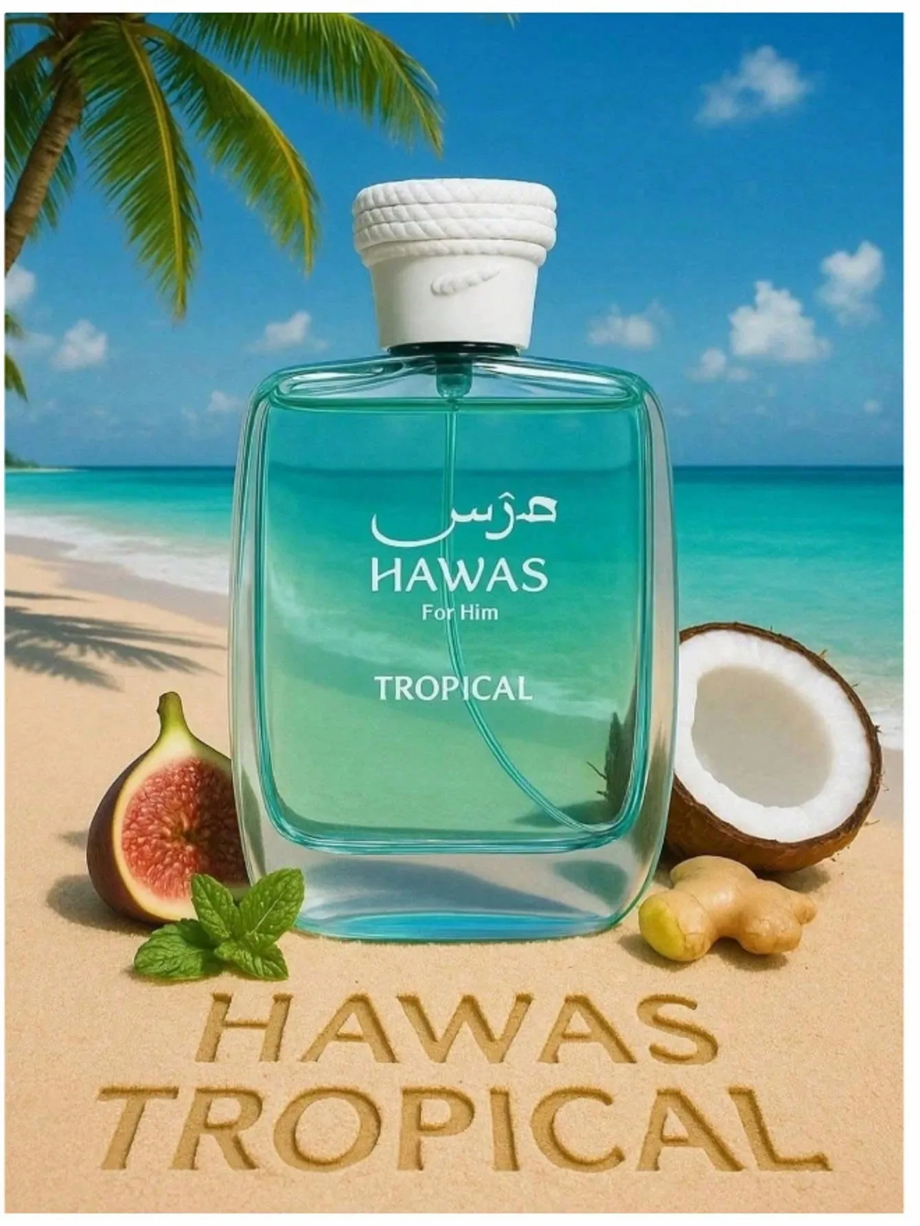

Hawas For Him Tropical 100ml – Aromatic Green With Coconut Eau De Parfum，Long-lasting alcoholic free fragrance , Unique Fragranc