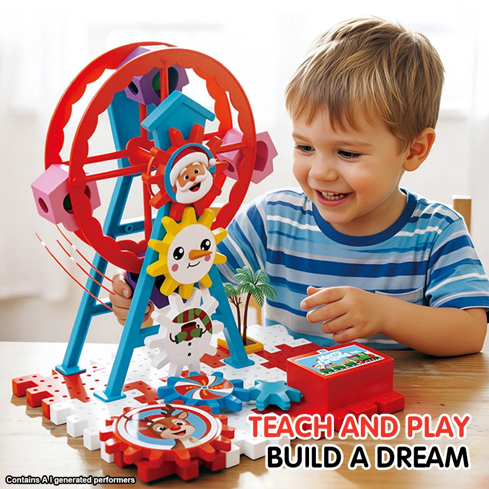 Christmas Turntable Marble Race Run Building Blocks Creative DIY Blocks Plastic Funnel Slide DIY Assembly Bricks
