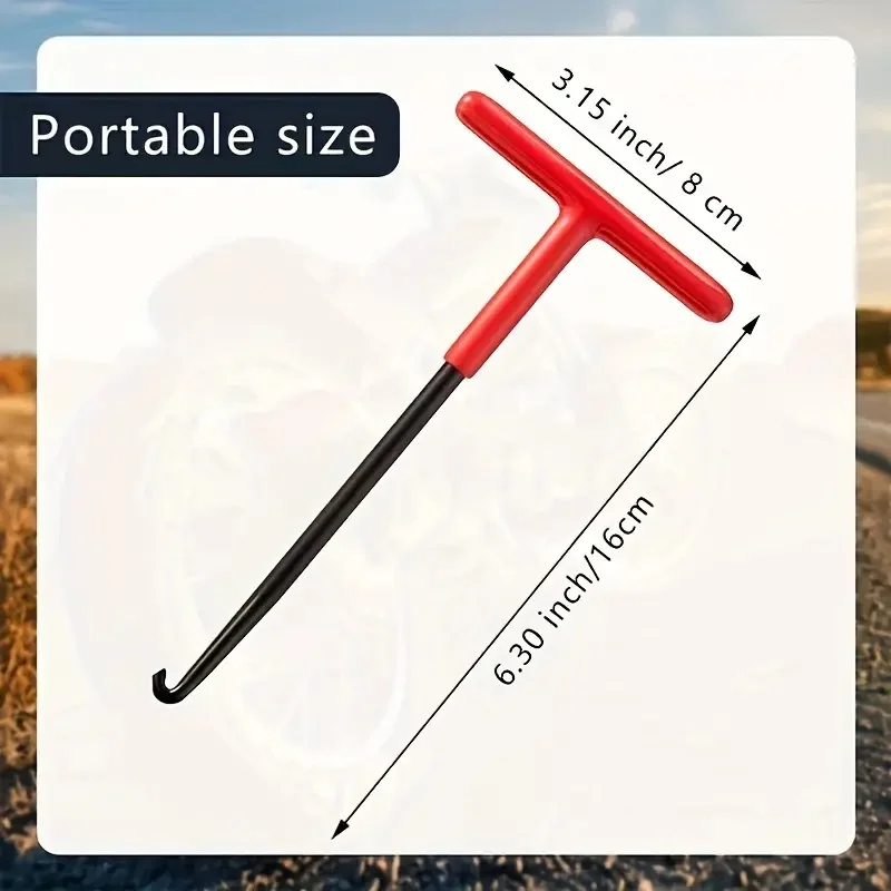 أداة زنبركية للدراجة النارية بمقبض على شكل حرف T للفرامل/القابض/العادم. سهلة الإزالة، عملية خالية من الأدوات مع قفل آمن. أحمر/أسود.