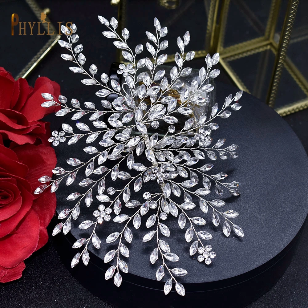 A422 Silver Bridal Headdress Handmade Rhinestones Wedding Hair accessories Crystal Bridesmaids Women Jewelry Bridal Headbands