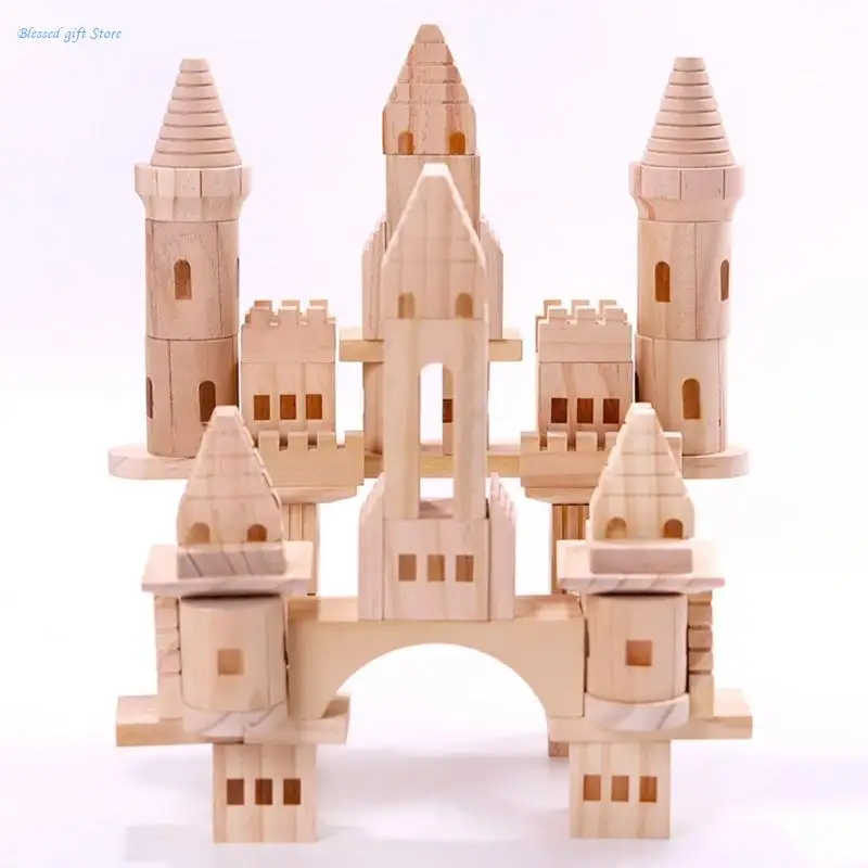 Block Kids Stacking Toy for Age 3-6 Early Learning Gifts and Presents Castle Building Toy for Boys Girls