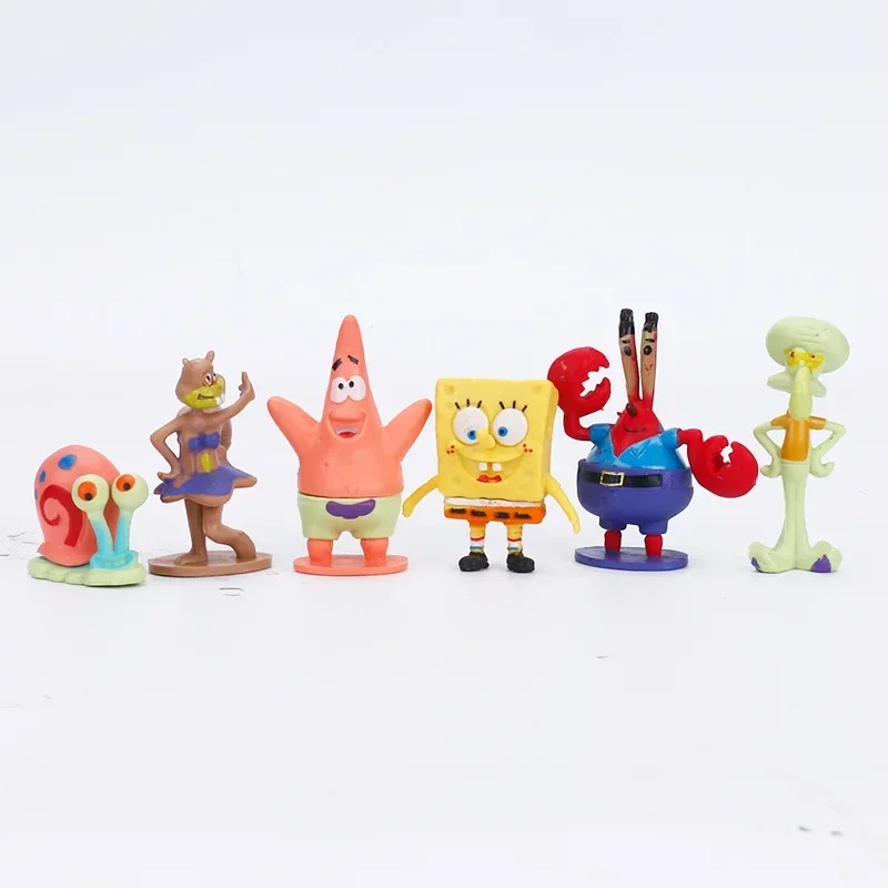 Kawaii كبسولة اللعب 6 قطعة/المجموعة باتريك ستار الإسفنج بوبيس البلاستيكية نموذج عمل الشكل الدمى الإسفنج بوبيس بوبيس لعب للأطفال هدية عيد الميلاد