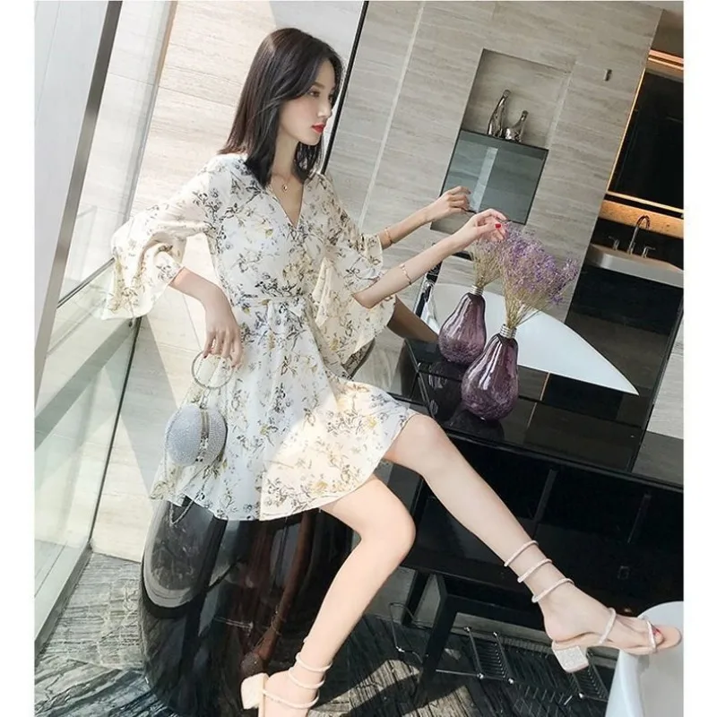 Female Dresses Chiffon Satin Flower Women's Dress Floral Silk G Xxl One Pieces X Clothes Cheap Casual Loose Harajuku Hot Y2k Hot