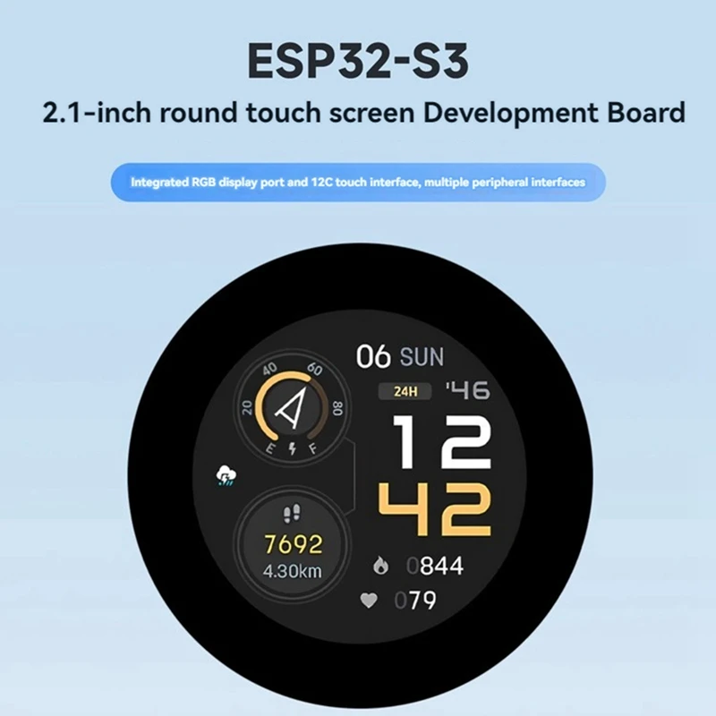 ESP32 S3 Development Board With 2.1Inch LCD Round Touch Display Support Wifi Bluetooth For HMI LVGL GUI Development