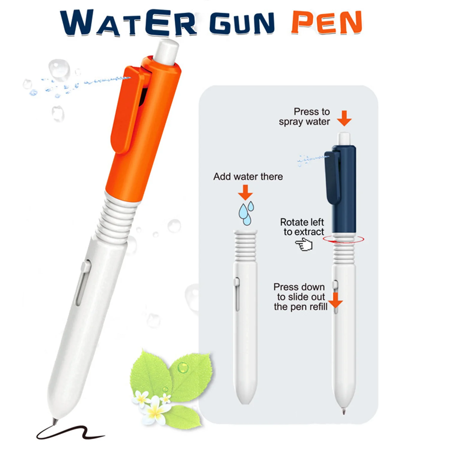 A simulation ballpoint pen that can nourish water, press and spray water, fun and funny, water gun prank, can write