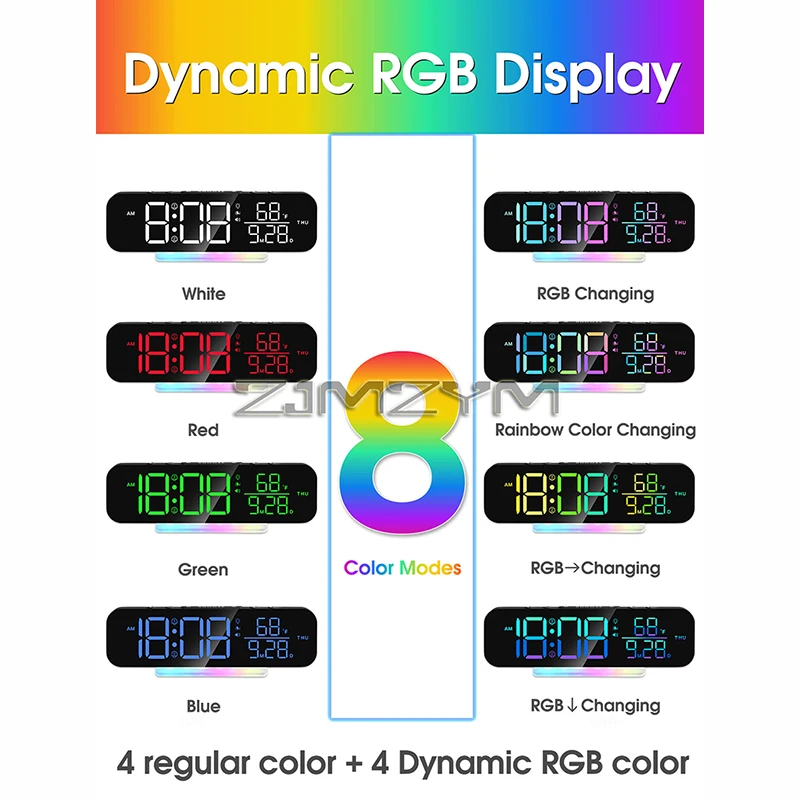 Vibrating Clock With Loud Alarm And Bed Shaking Vibrator Various Display Modes With Colorful RGB LED Night Light