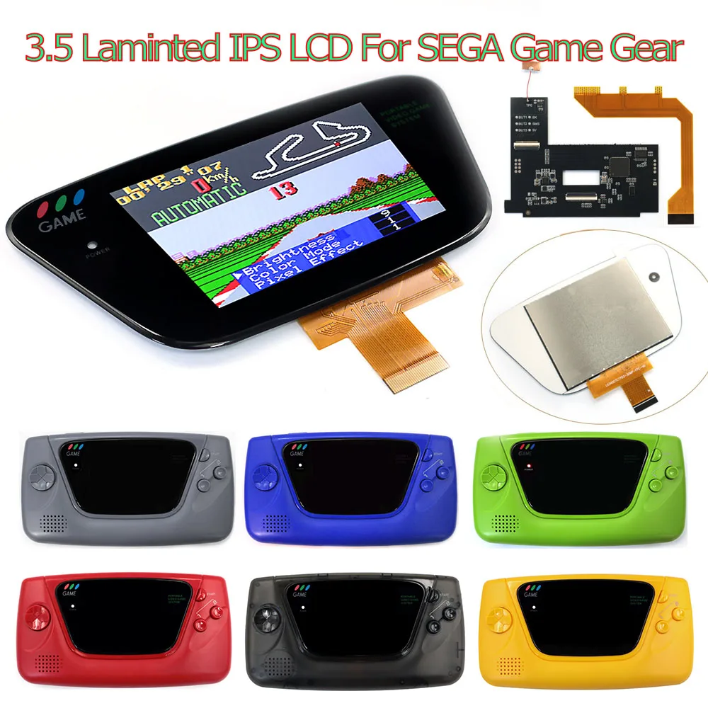Pour SEGA GG 3.5 "écran LCD IPS laminé 640x480 HD Kit de pixels rétro pour équipement de jeu SEGA pour Console SEGA GG avec coque de boîtier