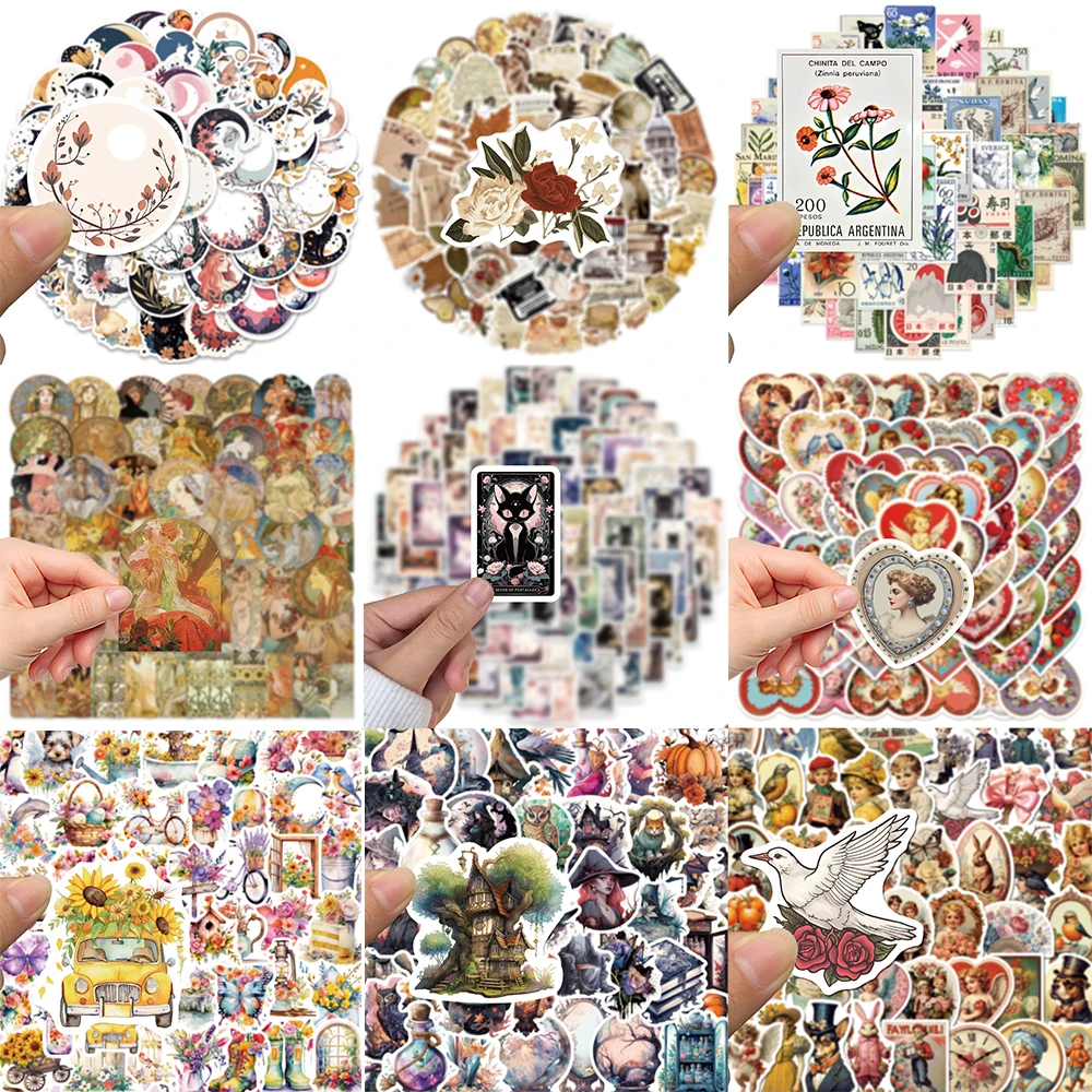 Cartoon Retro Pattern Stickers Series, Criativo Graffiti, Skate, Guitarra, Capacete, Laptop, Bagagem, Decoração, Atacado, 10 Pcs, 30 Pcs, 50Pcs