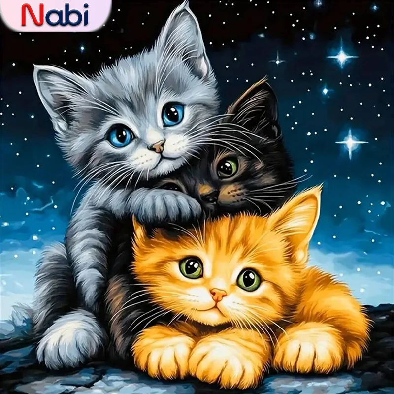 

Новое поступление Nabi, Алмазная мозаика, кошка, животное, полная квадратная круглая алмазная живопись, мультяшный набор, вышивка, детское хобби