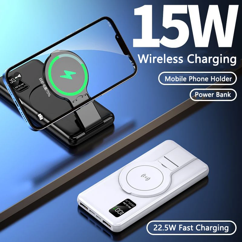 

Magnetic Wireless Power Bank Dual USB Port Portable Induction Charger 22.5W Fast Charging Powerbank for iPhone 15 Xiaomi Samsung