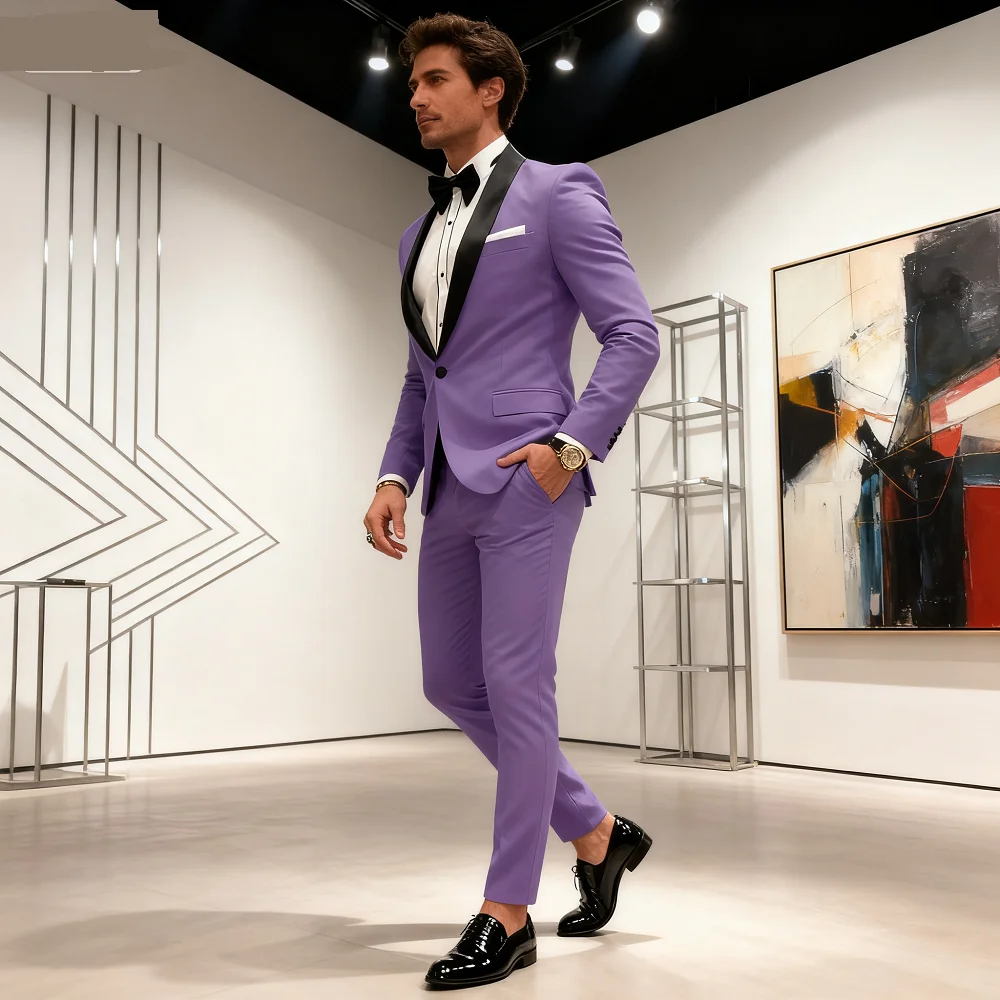 

Men's Slim Fit 2-Piece Wedding Tuxedo Business Suit Lapel Blazer Set for Party And DanceParty And Dance