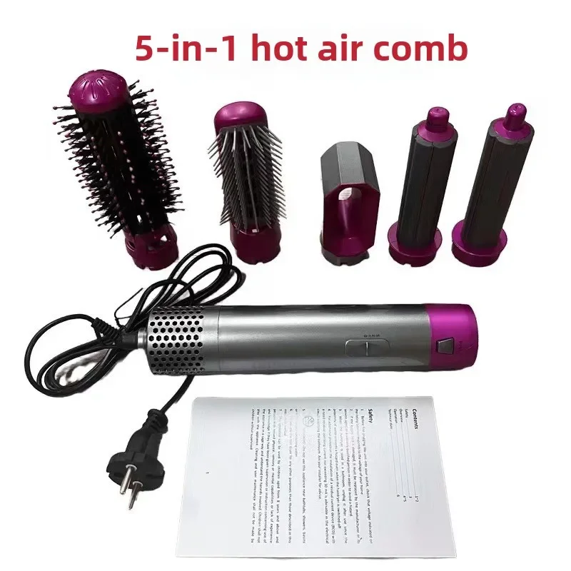 Home hair dryer, new five in one hot air comb, automatic curling iron, hair styling comb curling iron  wet hair straightener