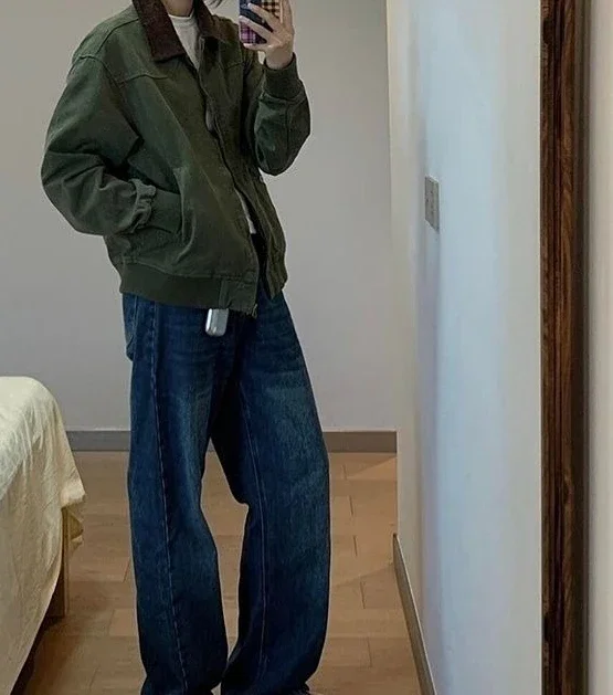 Wiosenno-jesienna kurtka w stylu vintage, modna, luźna, damska, uniwersalna kurtka, top.