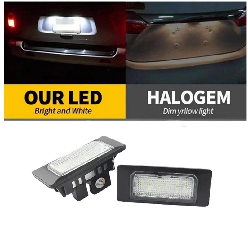 2 قطعة لوحة ترخيص مُضاء ليد ضوء لأودي A1 A4 B8 A5 S5 A6 S6 A7 Sportback RS5 Q5 لرائعة اوكتافيا فك مصابيح لوحة ترخيص