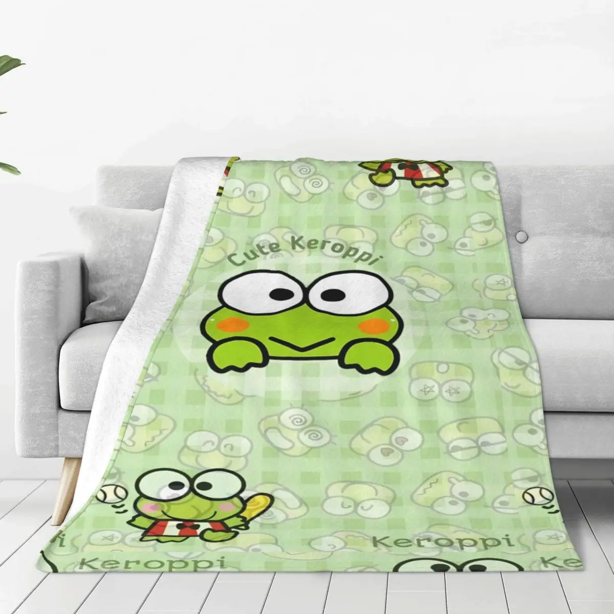 Keroppi Flannel Blanket Super Soft Throw Blanket for Bedroom Decorative Graphic Bedspread Sofa Bed Cover