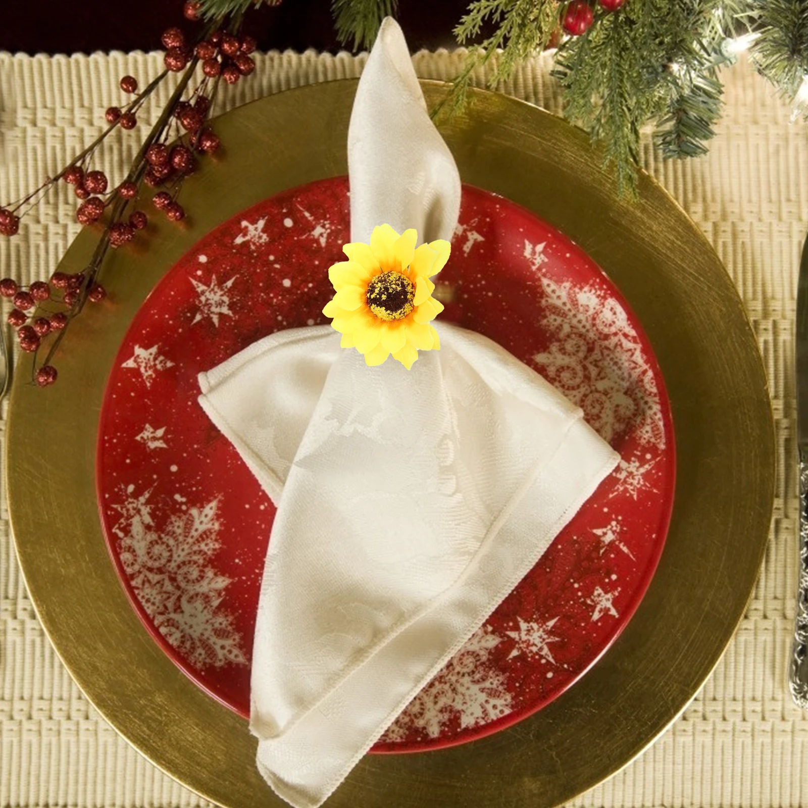 

2 Pcs Napkin Buckle Flower Floral Cloth Holder Serviette Buckles Rings Table Decoration Dining Fabric