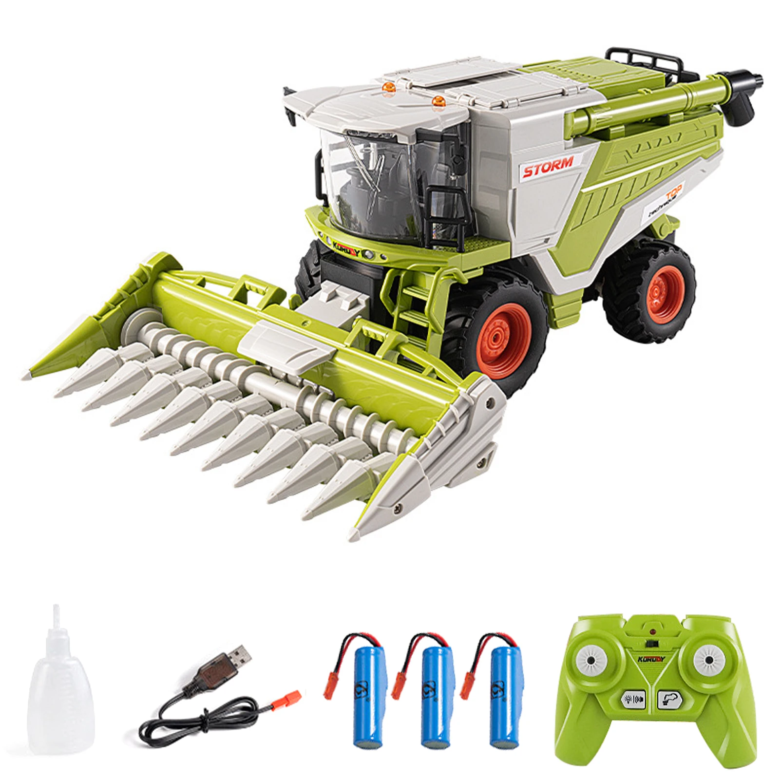 

Remote Control Harvester , 1:24 Scale Spray Farm with Corn Cutting Head LED Lights Sound Effect 3 Rechargeable Batteries
