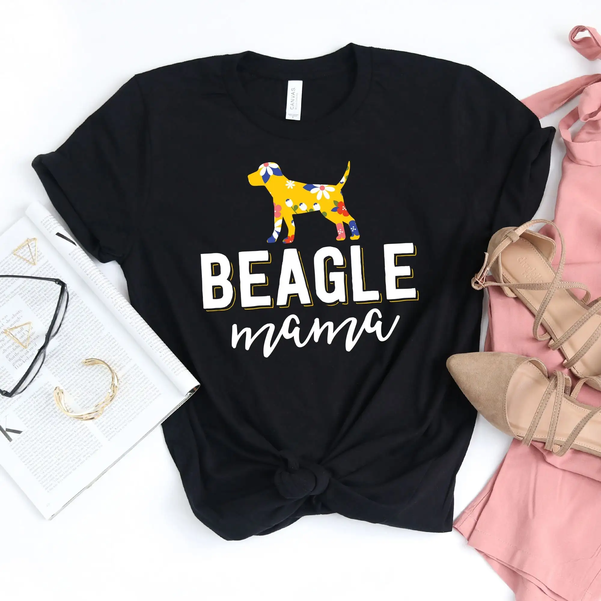 

Beagle Mama T Shirt Dog Floral Love Beagles Life For Him Cute Pet