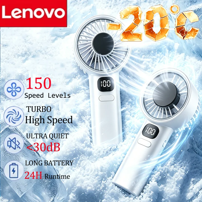 

Lenovo 150 Speed Mini Handheld Fan Portable Bladeless Desktop Fans New Men Women Rechargeable Instant Cooling With Ice Mode