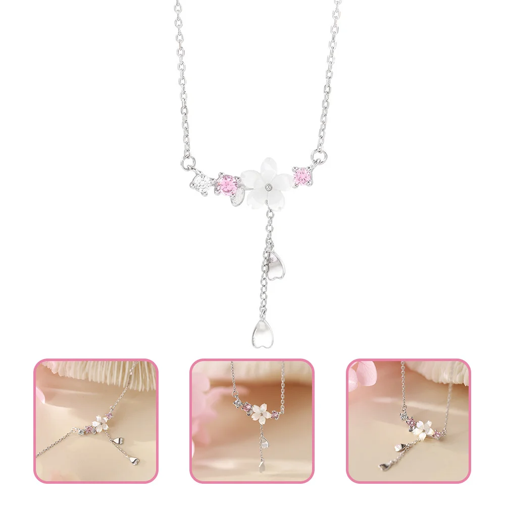 

Cherry Blossom Necklace For Women Dainty Flower Pendant Chain Lightweight Skin-Friendly Jewelry Gift Birthday Christmas