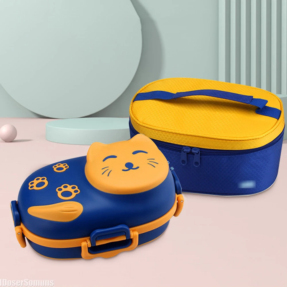 Creative Bento Box Cute Cartoon Children Lunch Box Food Storage Container Cat Thermal Bento Box Outdoor Camping Portable Boxes