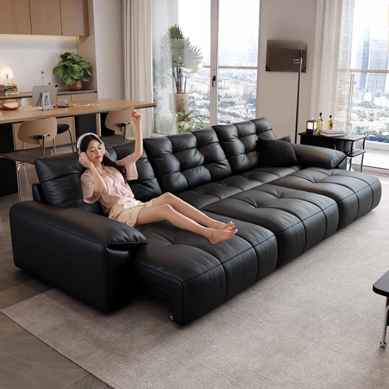 

Extendable Luxury European Sofa Bed Leather Electric Designer Modern Double Couch Sleeper Italian Divano Letto Furniture