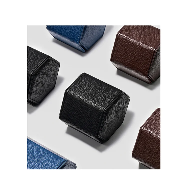 Oirlv Portable Watch Box Leather Watch Organizer Hexagon Watch Storage Box With Pillow Wristwatch Bag Birthday Gift Watch Case
