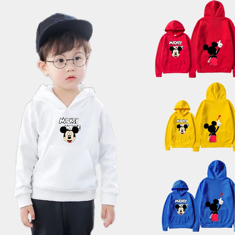 

Disney Mickey Kids Pocket Hoodie 2D Printed 2-12-year-old Boys and Girls Casual Fashion Sports Jogging Hoodie Top