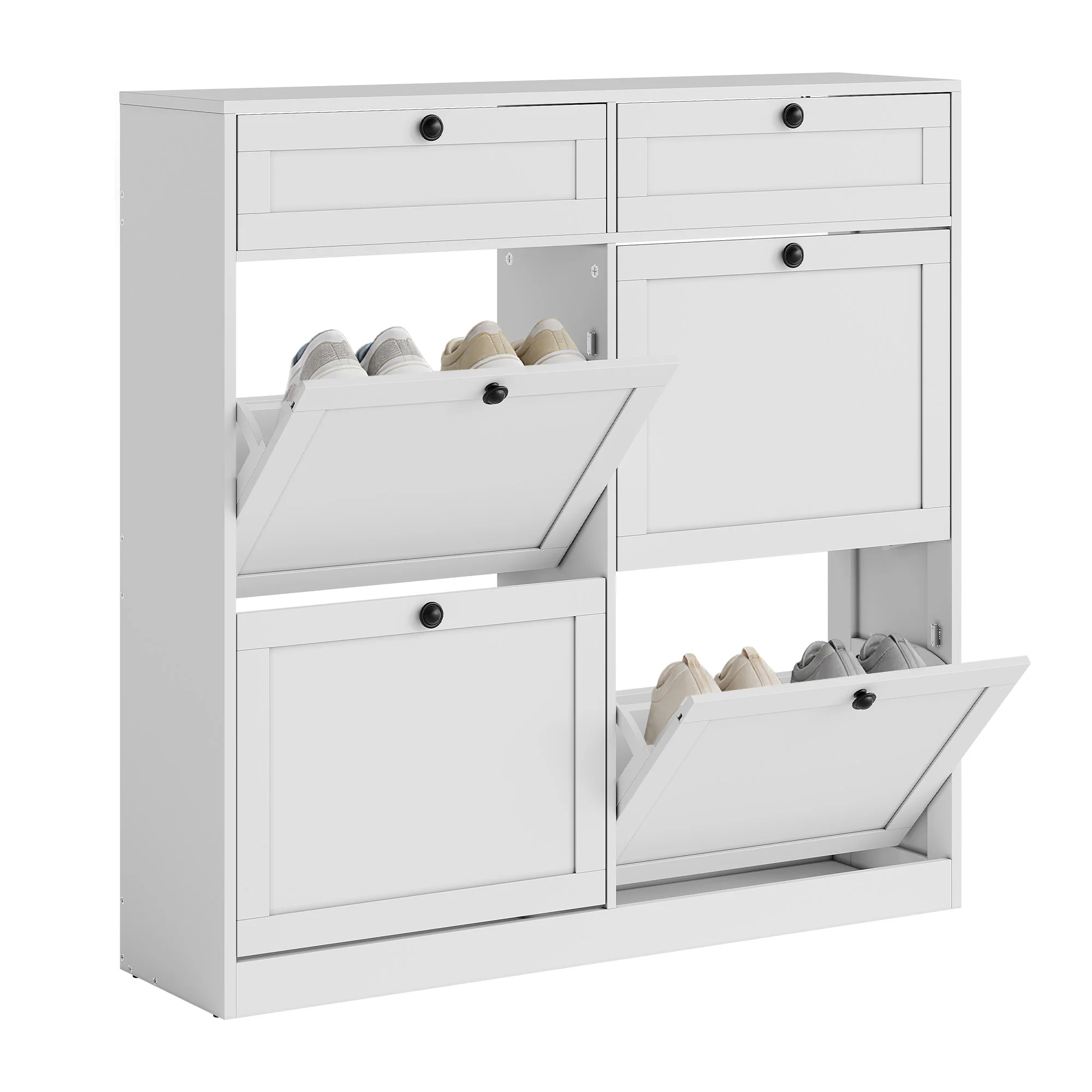 Moderno scarpiera a 6 scomparti in MDF – scarpiera salvaspazio con 6 cassetti per corridoio e ingresso, bianca
