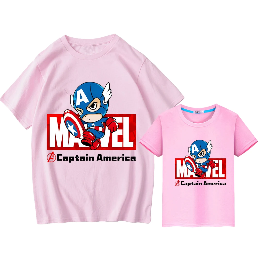 Marvel boys girl Summer Print T-shirt 100%Cotton Short Anime Cute Tops y2k kids gift Spider-Man mommy daughter matching clothes