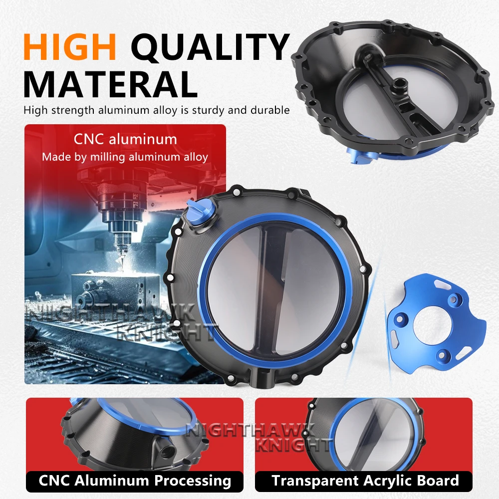 For BMW S1000RR S1000R S1000XR S 1000 RR 2024 2025 Motorcycle Accessories Transparent Clutch Cover CNC Aluminum Engine Cover