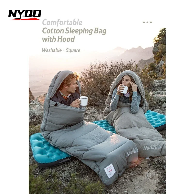 naturehike M180 M300 M400 Lightweight Double-layer Camping Machine Washable Winter Sleeping Bag 겨울 침낭 세탁 가능Спальный мешок