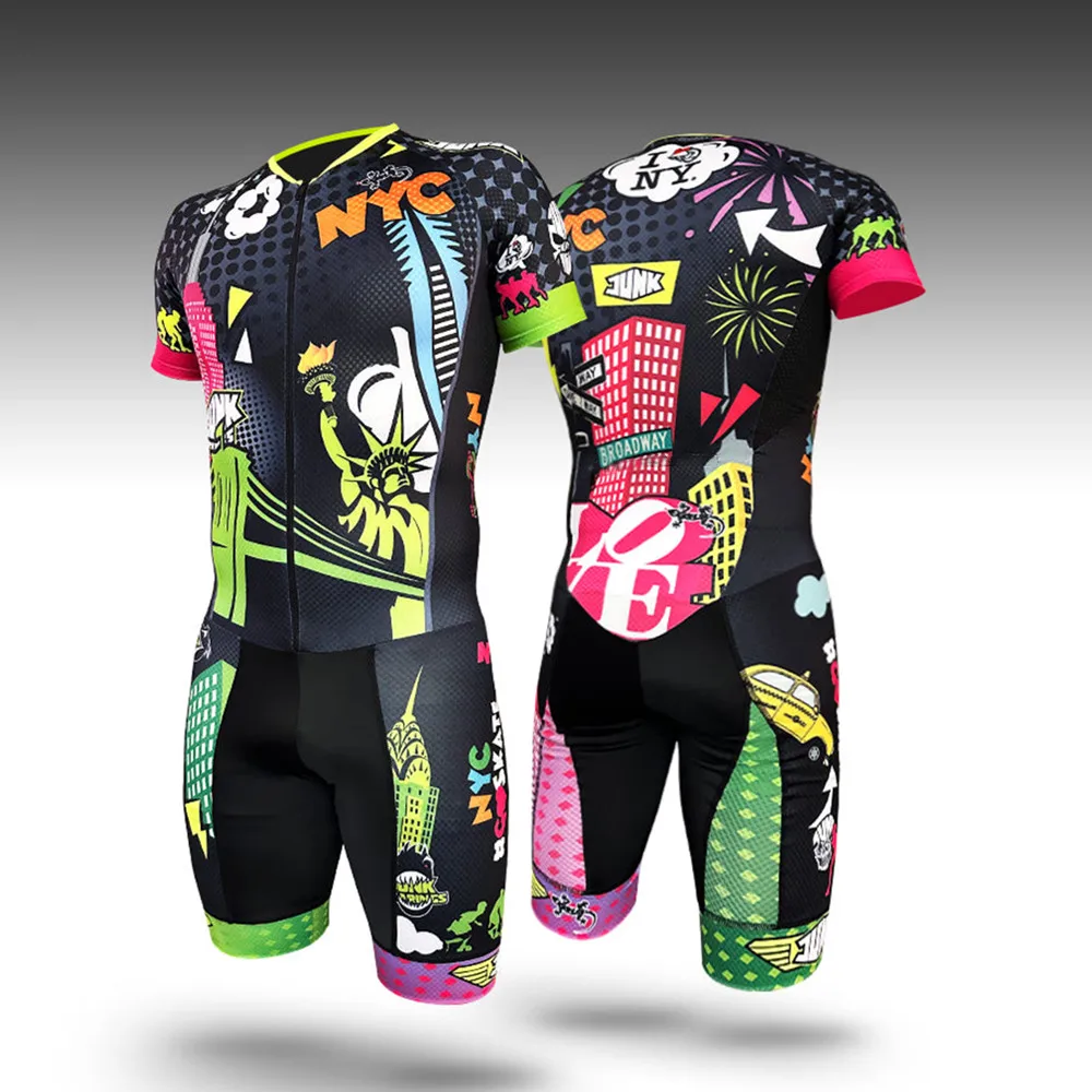 2023 Skate Trisuit Professional Team Inline Speed Skating Jumpsuit Skating Clothing Summer Men Short Sleeves Skinsuit