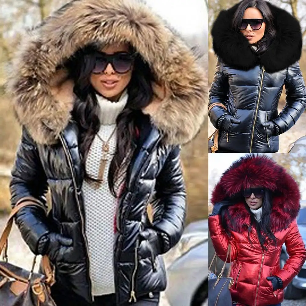 Winter Coat Warm Jacket Women Zipper Parka Plus Size Coats 2020 Down Clothes Faux Fur Hood Pocket Parkas Jackets Woman Outdoor O