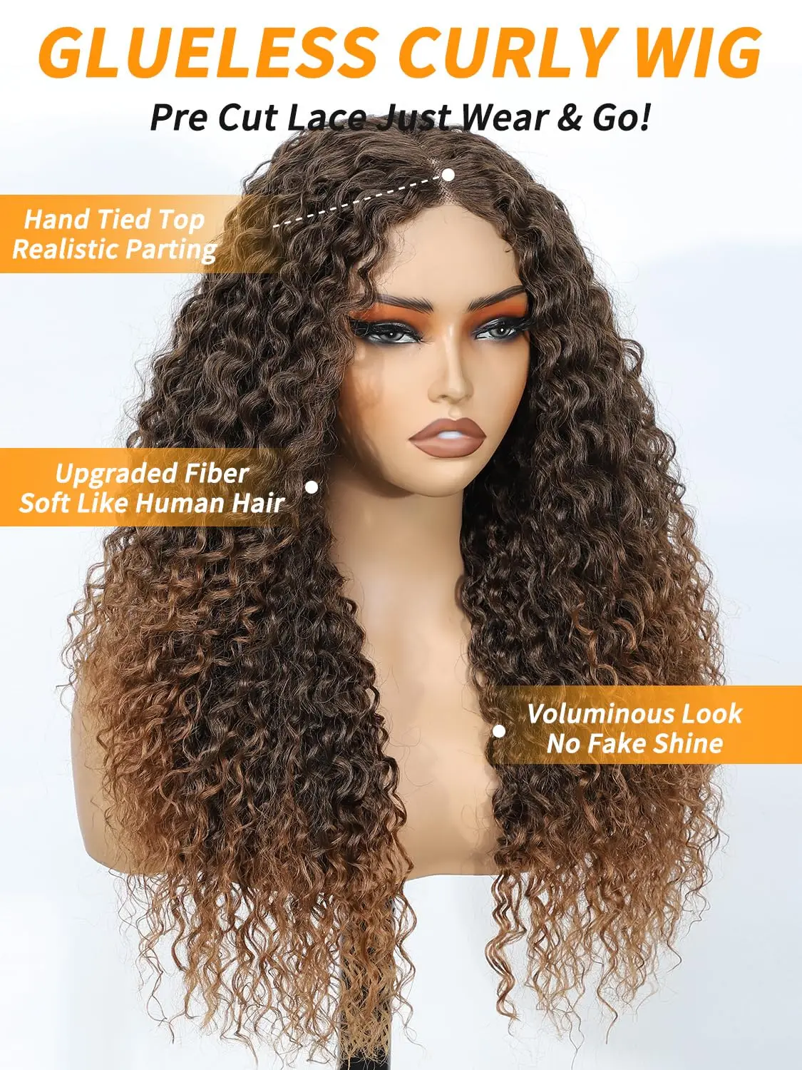 30-дюймовый Highlight Ombre Lace Front Wig Blonde Curly 13x6 HD Медовый Блондин 4/27 Глубокие Волны Парики Фронта Шнурка Человеческие Волосы Плотность 200%