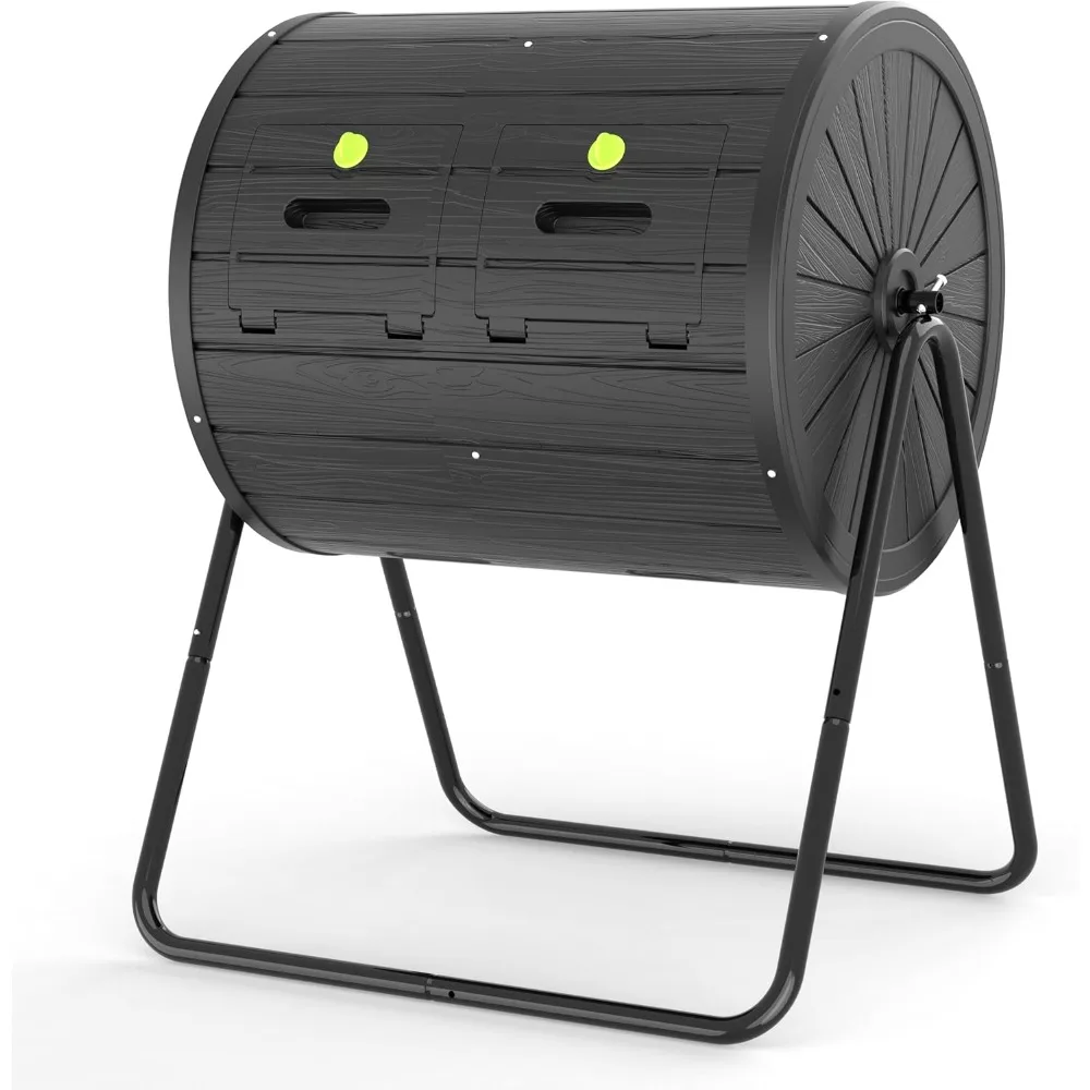 

Compost Bin Outdoor 37.5 Gallon All-Season Dual Chamber Tumbling , Outdoor (Black), Customized