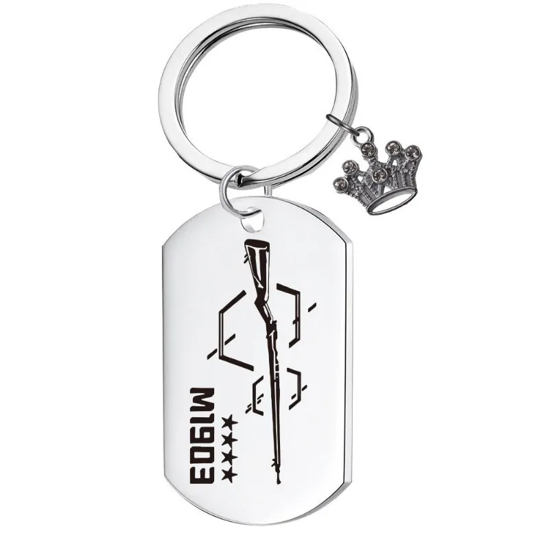 Girls Frontline Keychain for Women UMP45 Key Chain Man Trend Neck HK416 Pendant Silver Color Fashion Titanium Couples Party Gift