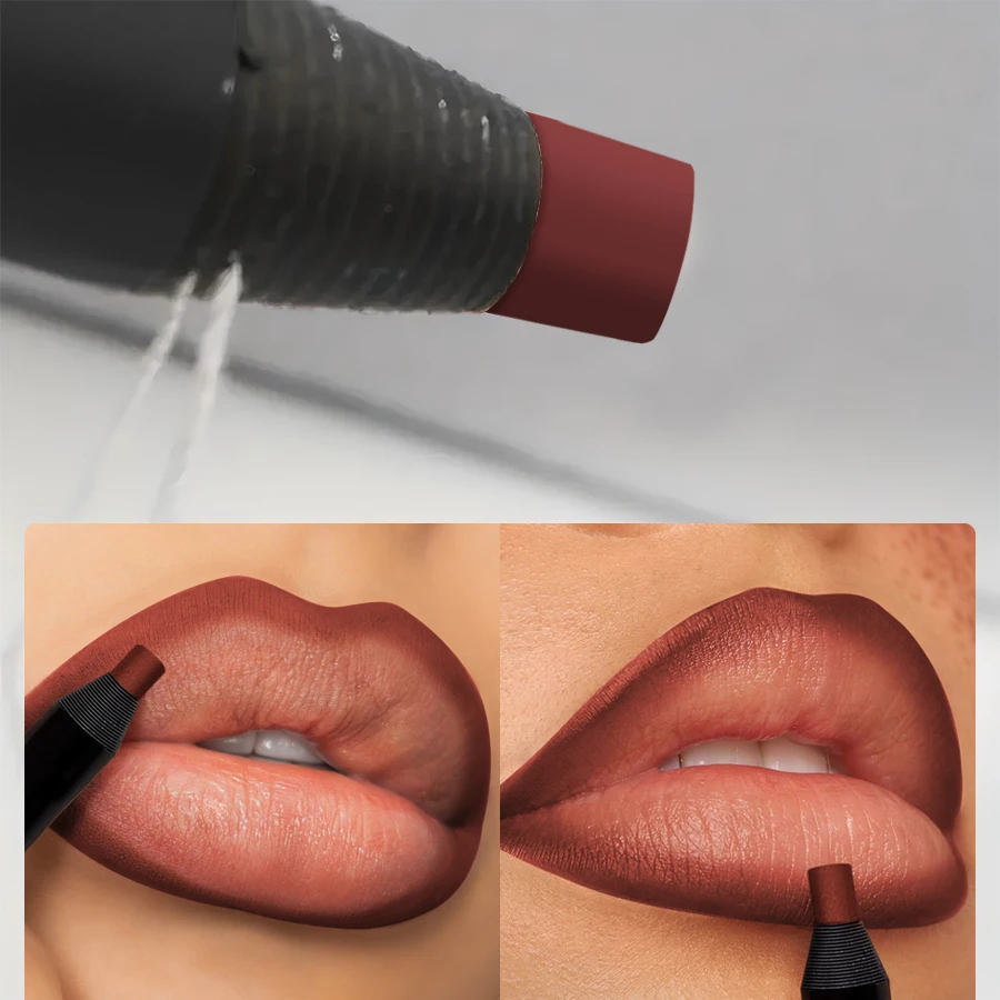 12 Colors Waterproof Matte Lip Liner Contours Lips Shades Lipstick Non-sticky Cup  Sexy Red Lip Tint Lip Pencil Korean Makeup