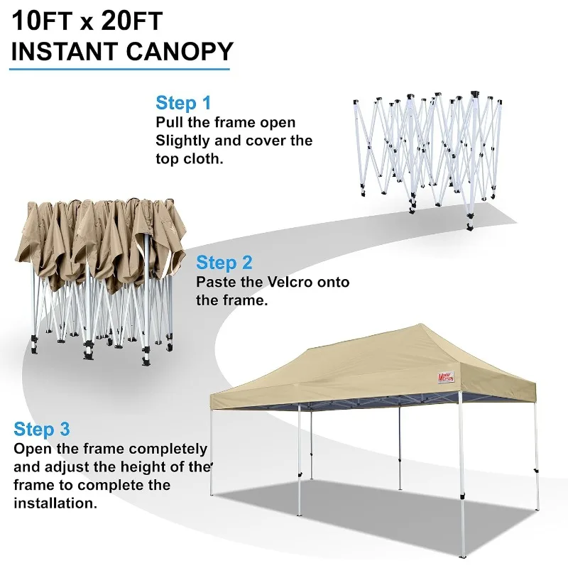 Pop Up Canopy Tent Commercial Grade 10x20 Instant Shelter (Beige)