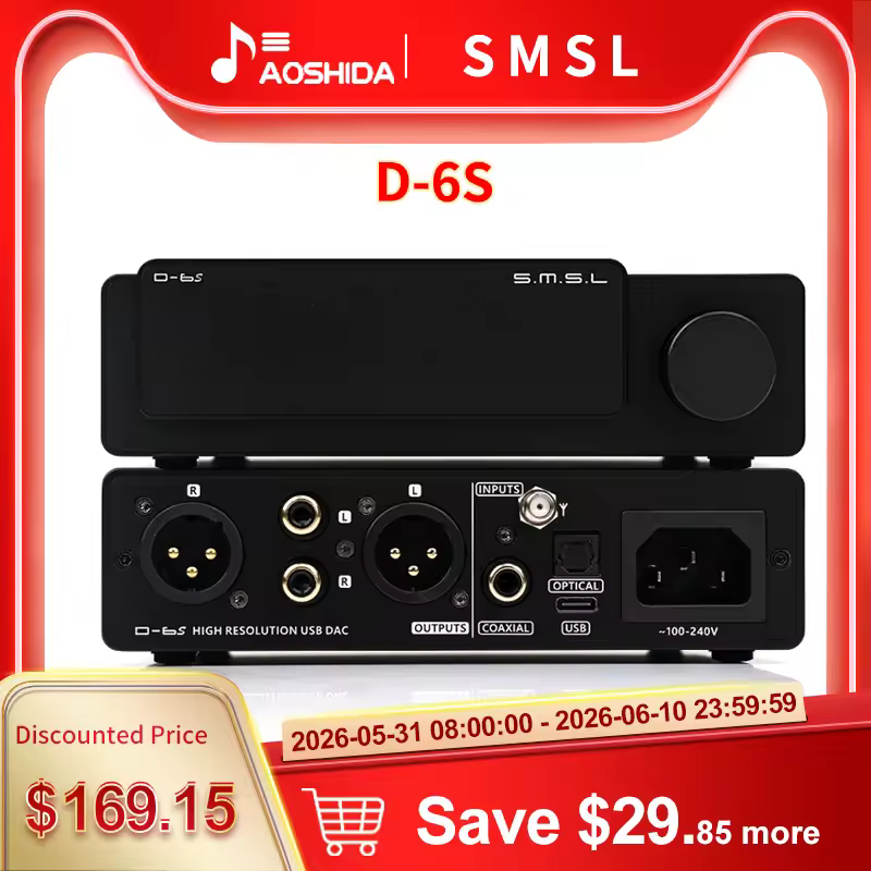 SMSL D-6s MQA-CD Audio DAC ES9039Q2M Full MQA Decoding Bluetooth 5.1 USB Decoder XU316 D6s DAC with Remote Control