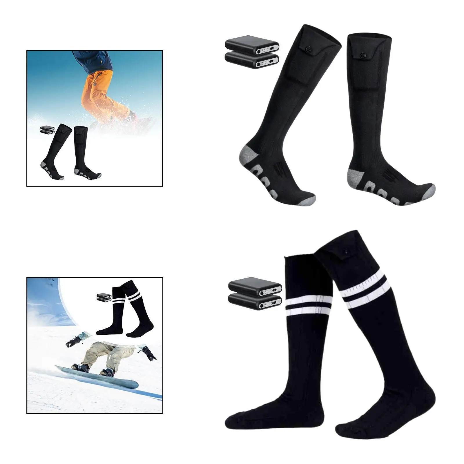 Heated Socks Electric Heating Long Tube Socks for Winter Skiing Hiking Men Women Foot Warmers