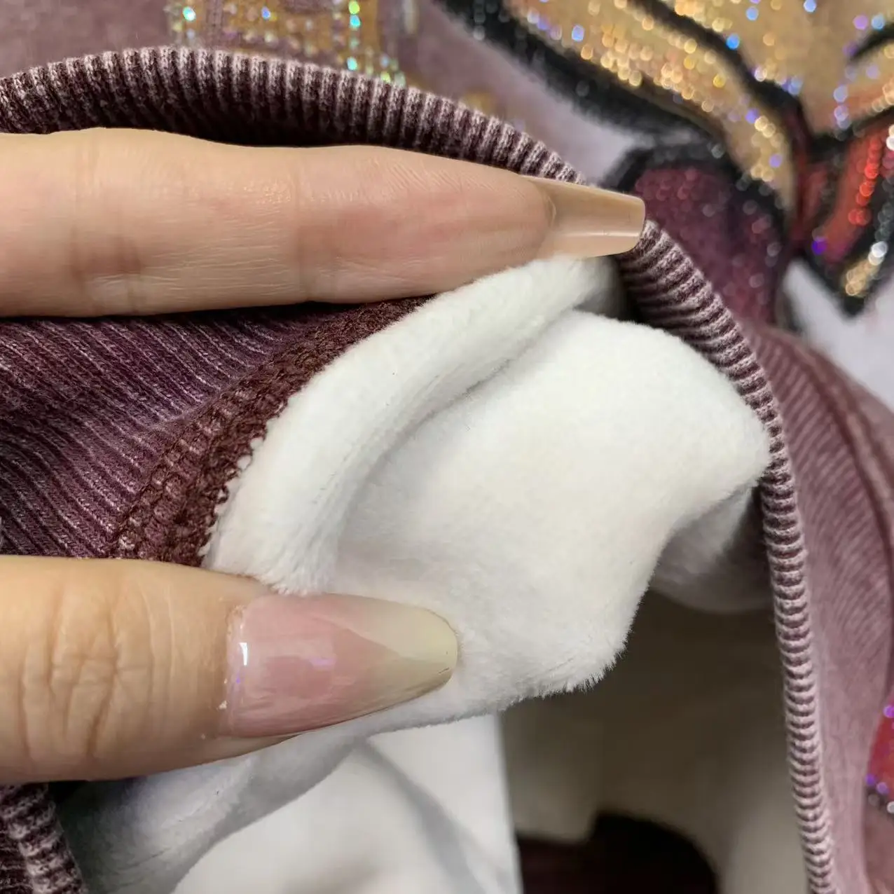 Men's And Women's Same Style Autumn Fleece Rhinestone Cartoon Loose Long Sleeves Sweatshirt Fashion Thickened Crew Neck Jacket