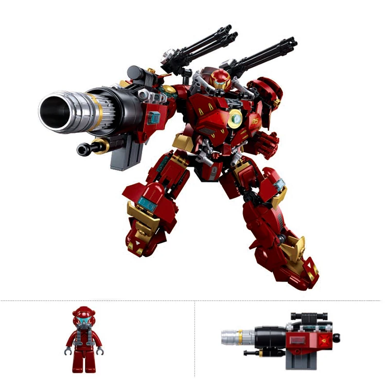 2024 Super hero Mech Series Red War Machine Buster Hulkbuster Armor Model Building Blocks Classic Marvel Movie Bricks Toys Gifts